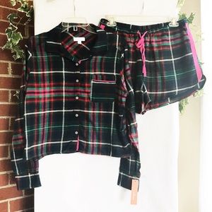 Colsie | Plaid Flannel Pajamas Shorts Button Down